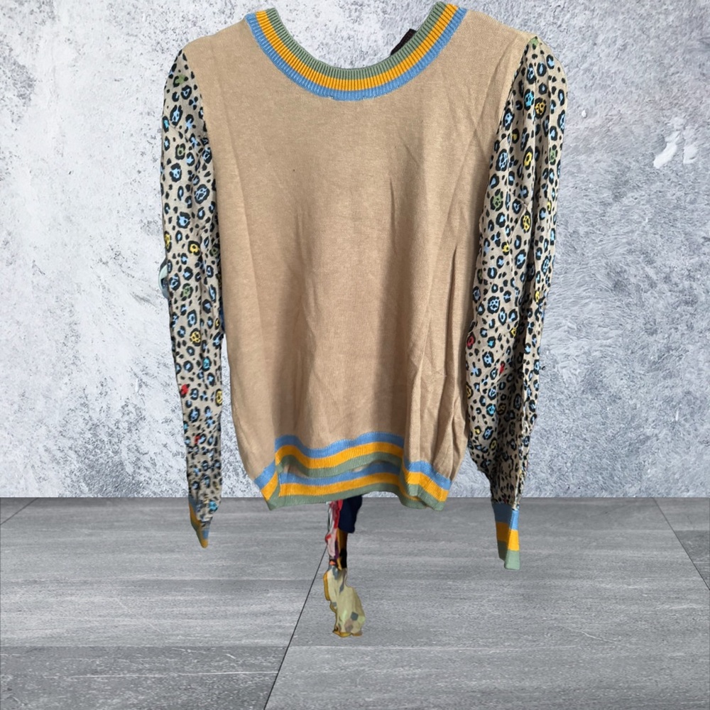 CONDITIONS APPLY for Bl^nk London Crew Neck Sweater with animal print sleeves - Picture 3 of 5